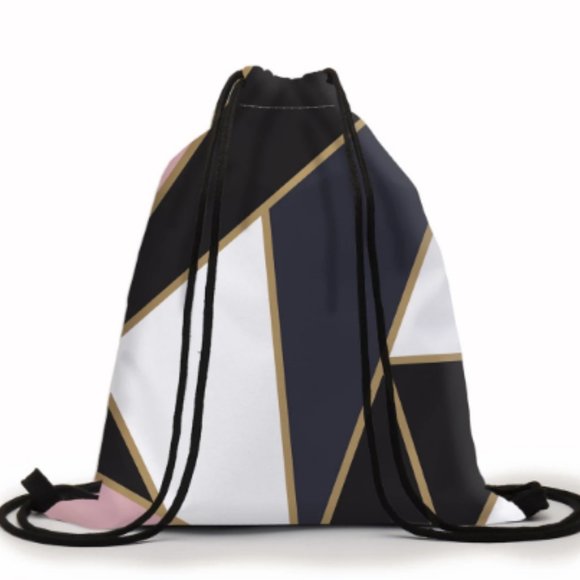 Deanfun Drawstring Bag Marbling Geometric Pattern